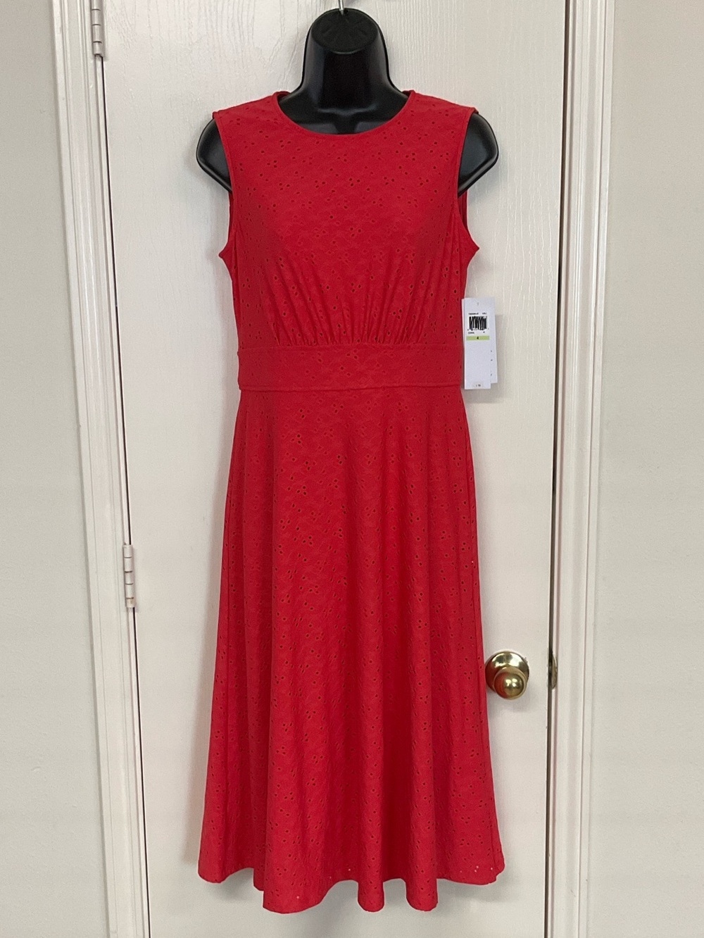 London Style Red Sleeveless Fit-and-Flare Dress